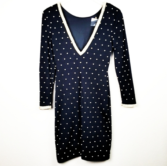 Vintage Hand Beaded Deep V Gold Black Dress 6 - Picture 13 of 13